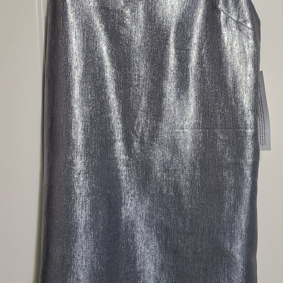 New Topshop Sz 4 Silver Metallic Mini Slip Dress - Picture 6 of 9